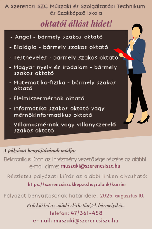 Oktatói álláshírdetés