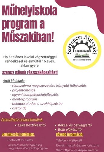 Műhelyiskola program a Műszakiban