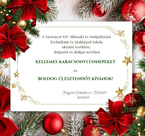 Kellemes Karácsonyi Ünnepeket és Boldog Új Esztendőt