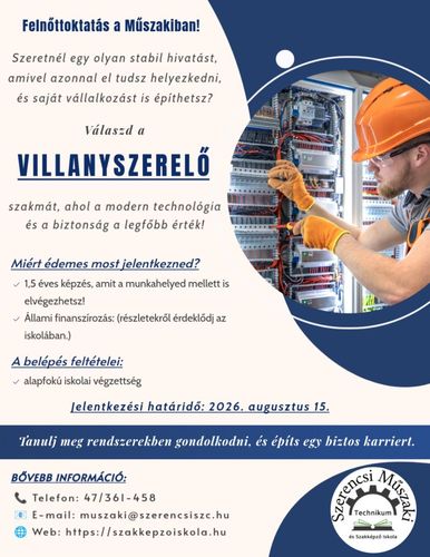 Villanyszerelő képzés